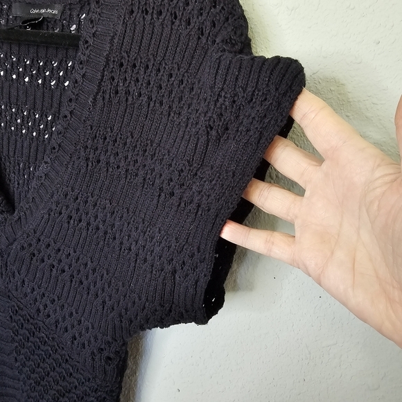 Calvin Klein Jeans Black Crochet Knit Swimsuit Cover Size S Small - Picture 4 of 11